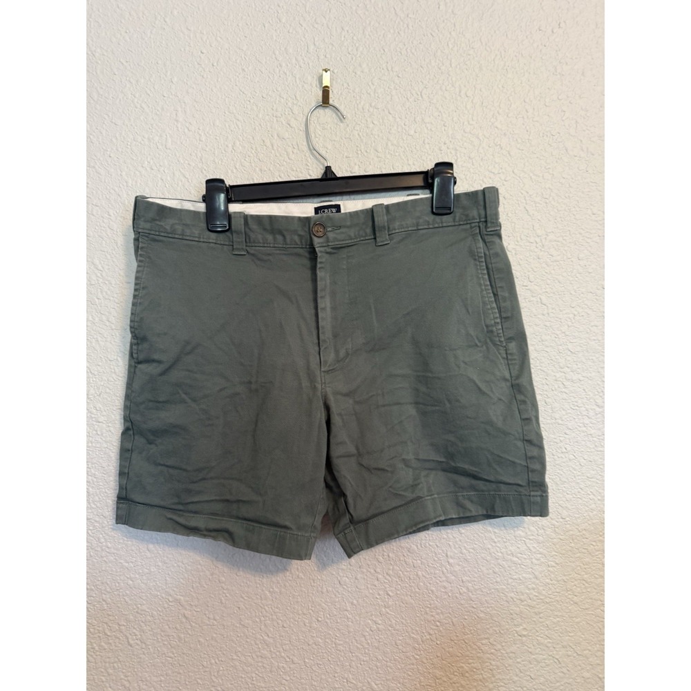 J.Crew Mercantile Men 33x7 OliveGreen Shorts Cotton/Stretch Blend Classic Preppy